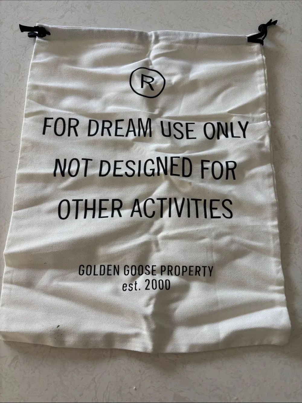 Golden Goose Drawstring Dust Bag - White with Black Print